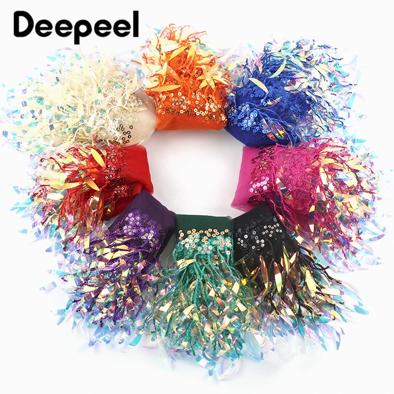 

2-10Yard 15cm Mesh Tassel Fringe Sequins Lace Trim Sewing Latin Dress Ribbon Band Wedding Clothes Tassels Fabric DIY Accessories