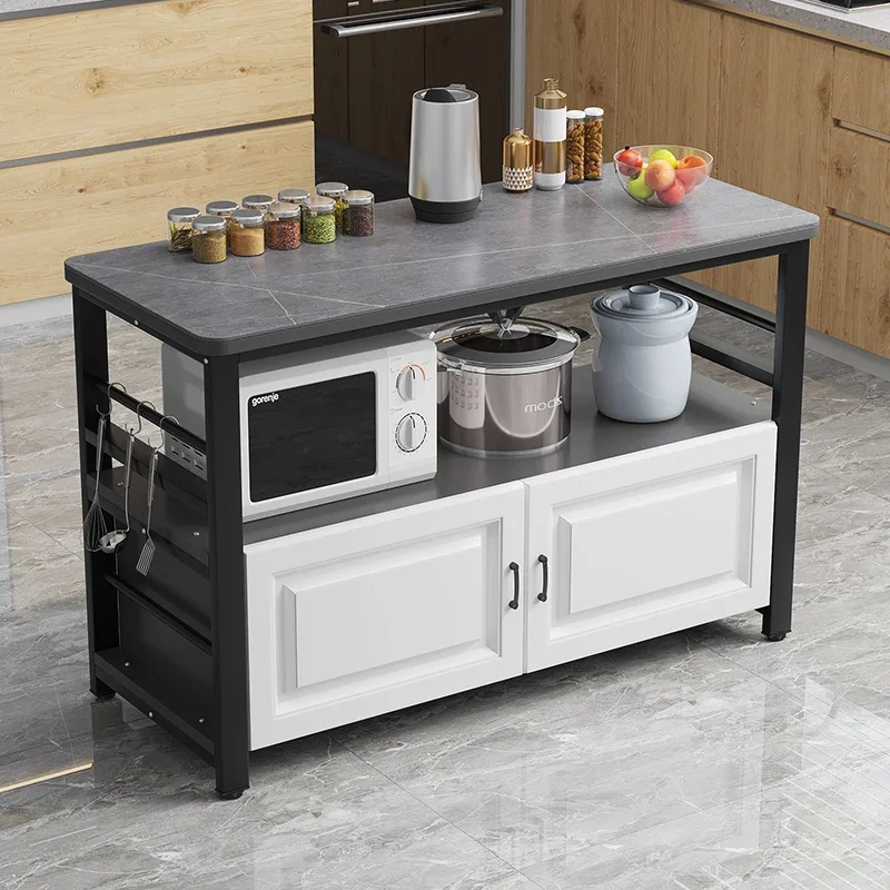 Kitchen Stone Plate Cutting Station Console Floor-Standing Household Multi-Layer Oven Rack Multi-Function Locker