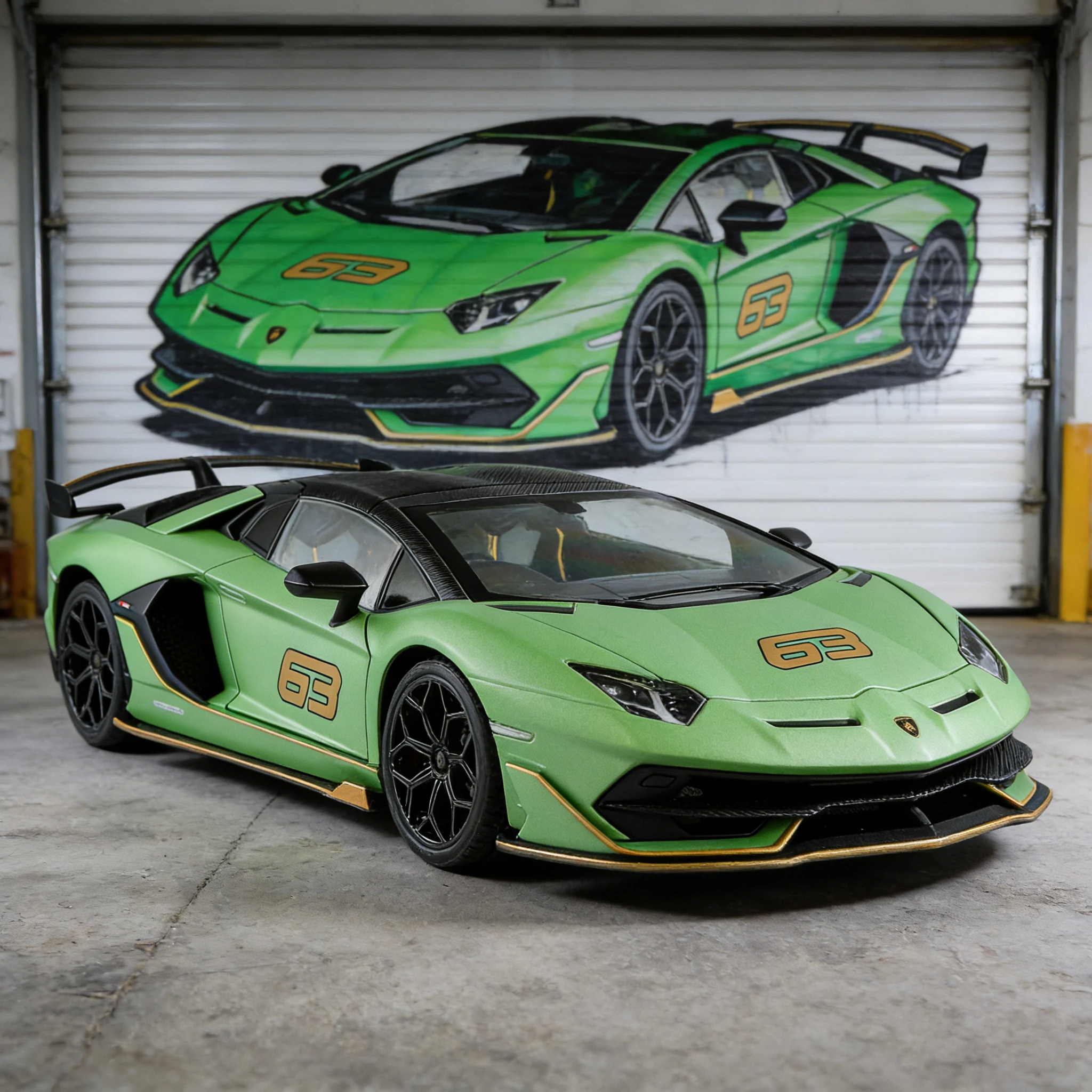 

Масштабная модель суперкара Aventador SVJ63 1:18 из литого сплава, имитация кабриолета с открывающимися дверями, игрушка-подарок