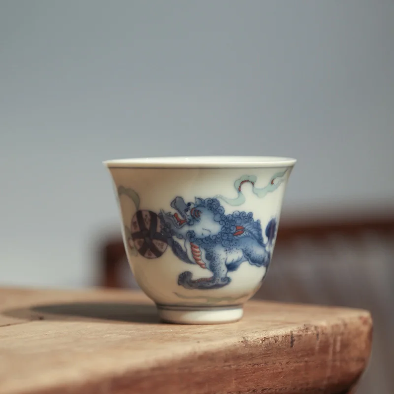 XH346  Antique Glazed Blue And White Tea Cups, Underglaze Red Alum Tea Cups, Kung Fu Tea Sets And Cups