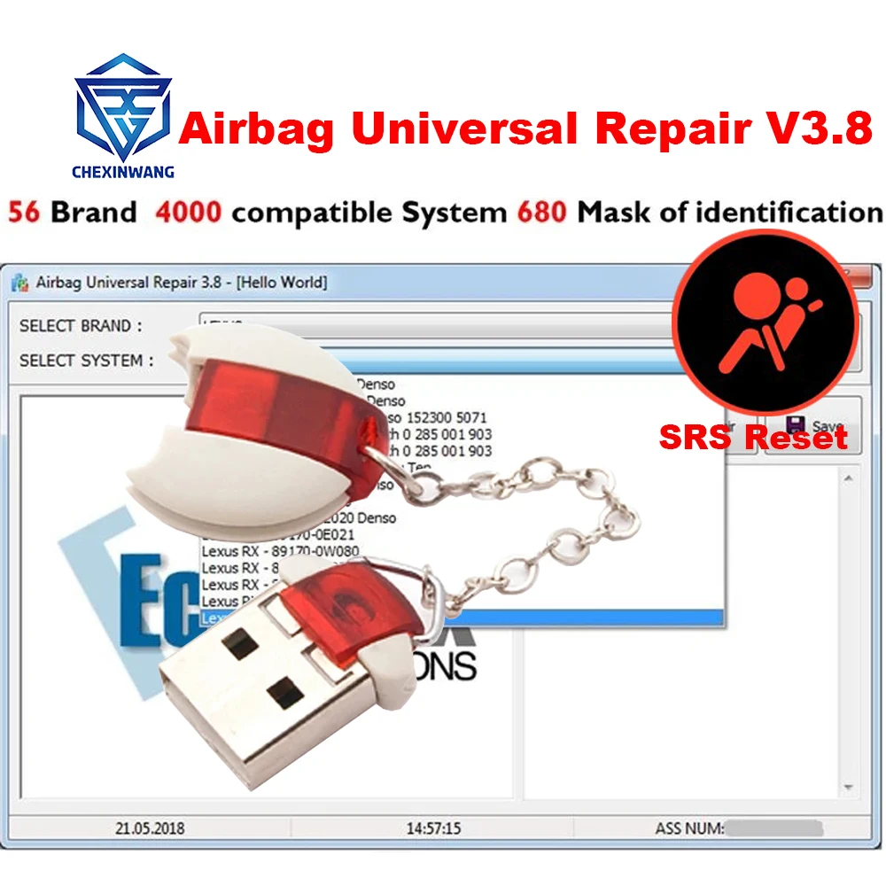 Airbag Reset Tool Airbag Universal Repair V3.8 ECU Programmer of Airbag Obd2 II Car Diagnostic Software Over 4000 Compatibility