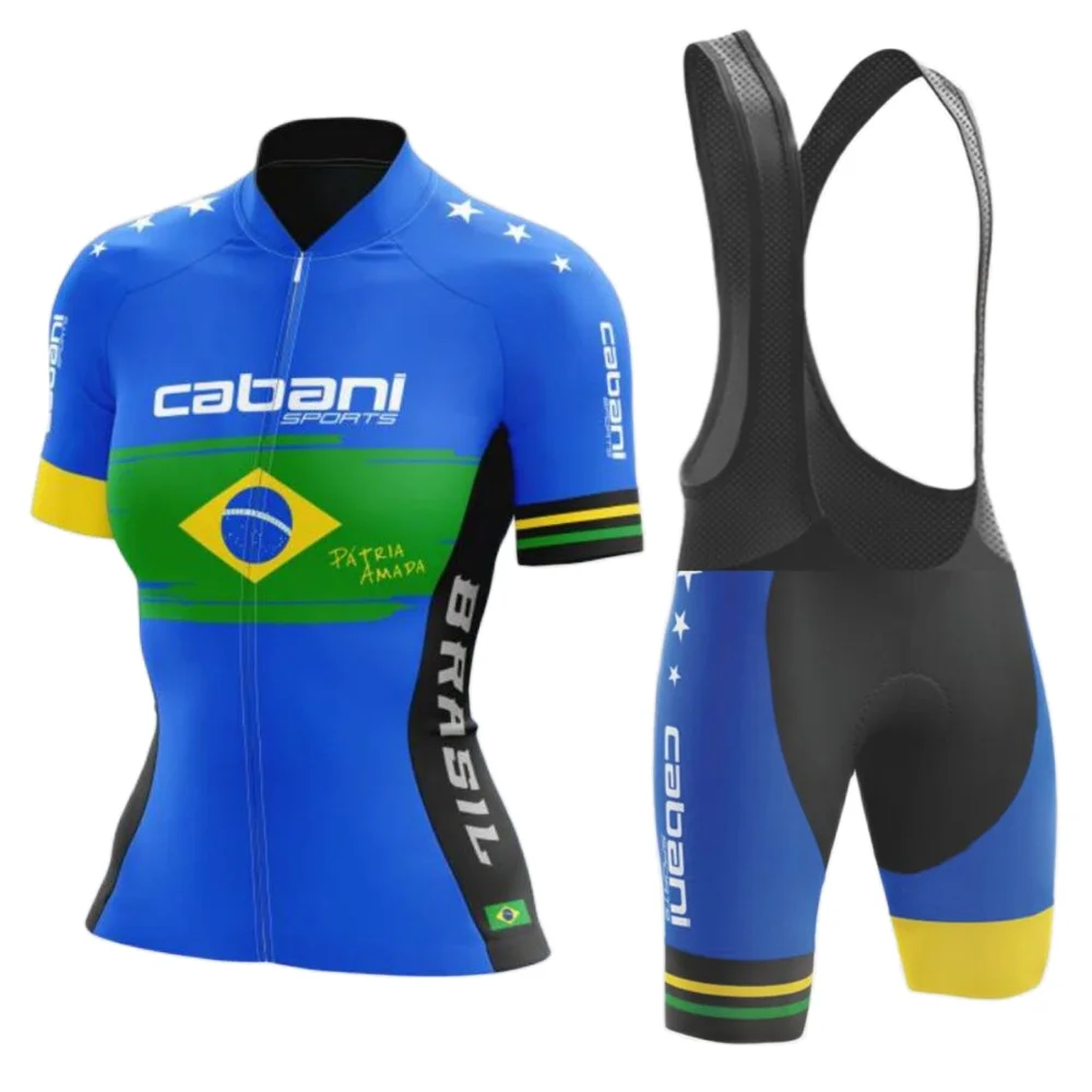 

Cabani Sports Cycling Jersey Women Brasil Pro Team Summer Bib Shorts Kit Road Cycle Shirt Set Maillot Ciclismo Ropa De Hombre