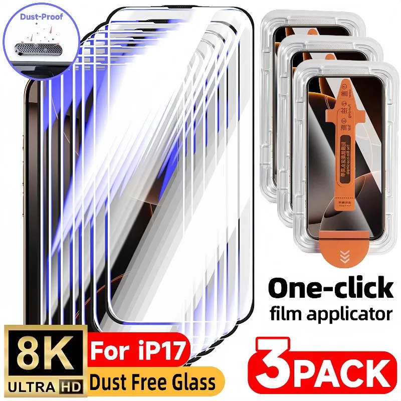 

Закаленное стекло для iPhone 17 17 Air 17 Pro 17 Pro Max Purple Light HD Clear East Install Dust Free Box Стеклянные защитные пленки для экрана