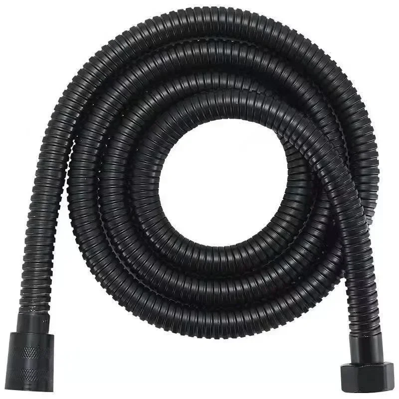 Manguera de ducha Flexible de acero inoxidable, extensión de tubo de ducha largo, accesorios de baño, Negro/plateado, 1,5/2M