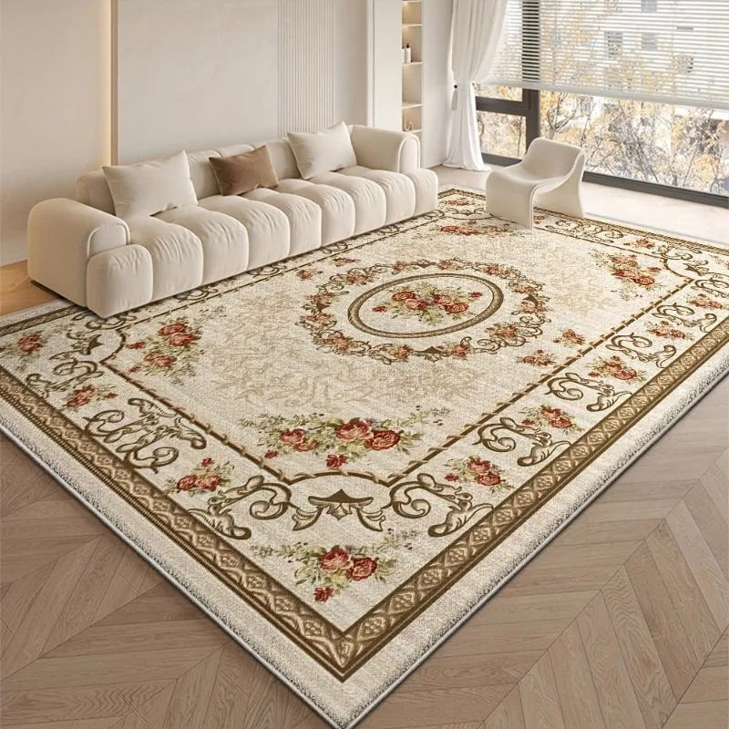 

European Style Flower Carpets for Living Room Retro Decoration Home Carpet Hall Sofa Area Floor Mat Room Decor Large Rug