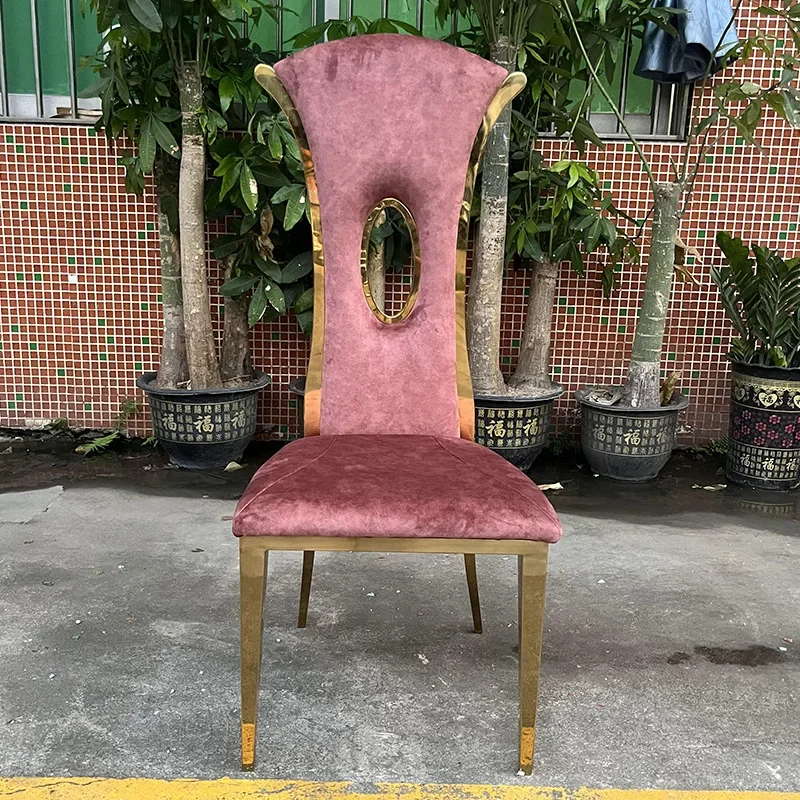 Backrest hotel club chair high-end creative design stainless steel chair flannel chair backrest villa fashion banquet meal