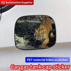 Tiger Car Fuel Tank Cap Trim Cover Decoration Sticker Anti-Scratch Trim Cover Waterproof Sunscreen Auto Tank Sticker Accessories