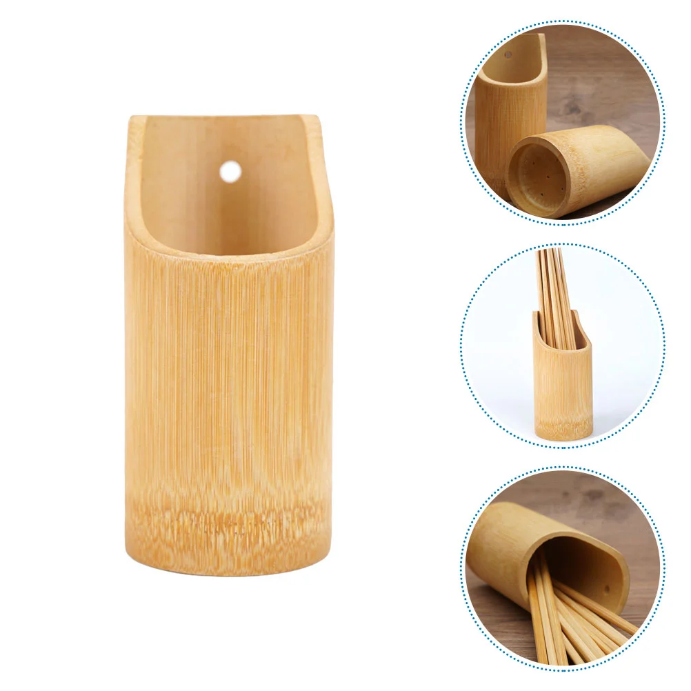 Bamboo Chopstick Tube Household Basket Cage Box Drain Spoon Storage Rack Chopsticks Case Serving Utensils Tableware Organizer