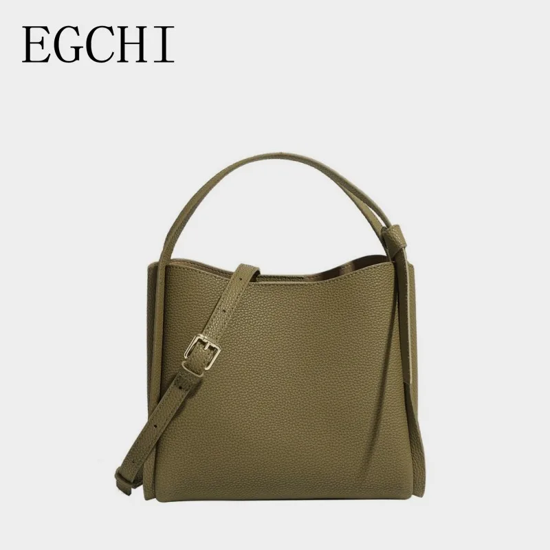 

Egchi Luxury Solid Color Lady Bucket Handbag Large Capacity Messenger Bags Classic Female Shoulder Bags For Women Bolas Hobos