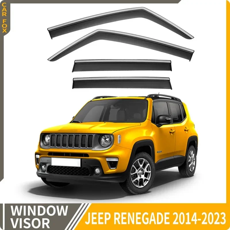 Fit for Jeep Renegade Window visor Car Sun Rain Guard Vent Shade Deflector Wind Weathershield Moulding Trim Tuning Accessories