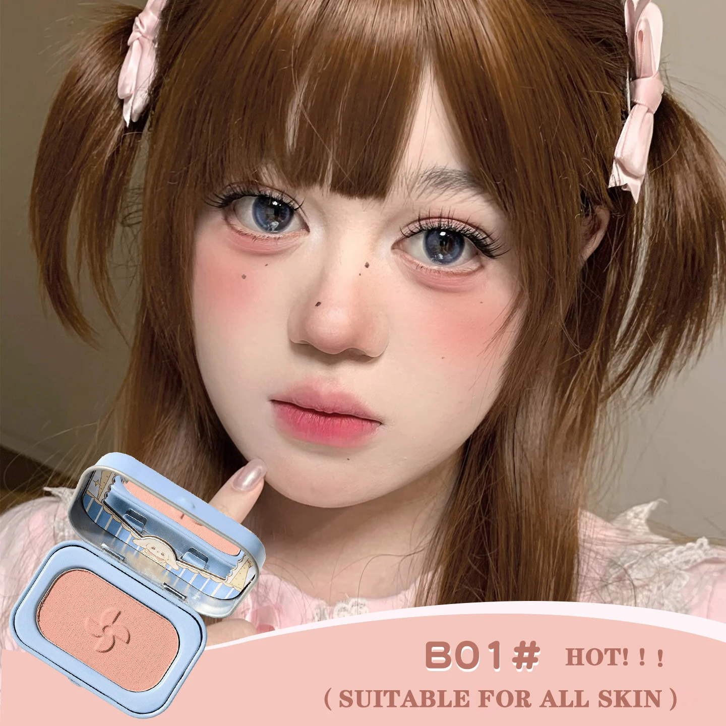 

YIGUDIGU Mashed Tin Box Matte Blush Eyeshadow Multi-purpose Palette Cheek Rouge Blush Powder Non-fading Non-smudge Face Makeup