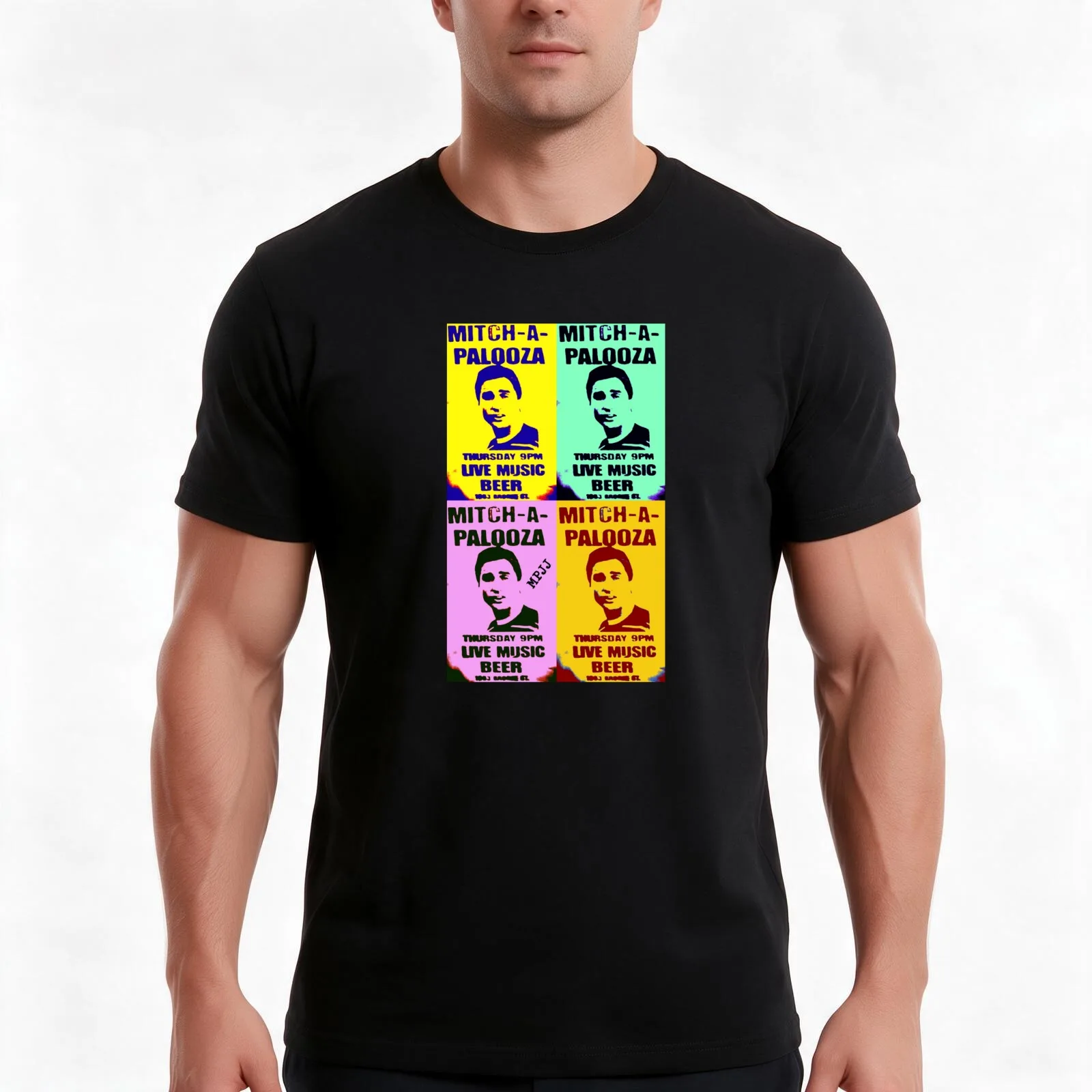 MPJJ MITCH BEER LIVE MUSIC MPJJ T-Shirt Summer Casual Cotton Tee Oversized Streetwear Tops Vintage Graphic Print 100% Cotton