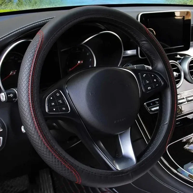 37-39cm Car Steering Wheel Cover Skidproof Auto Steering- Wheel Cover Anti-Slip Embossing Leather Car-styling Car Accessories