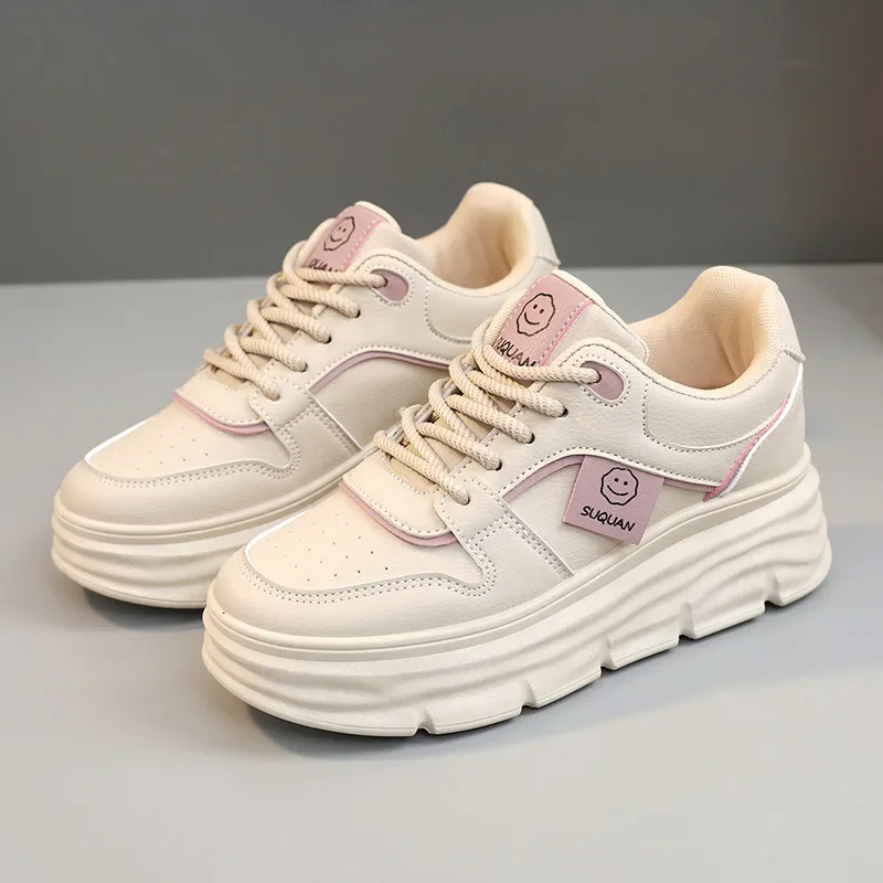 Trend All-match Woman Small White Shoes Autumn Breathable Comforts Increase Casual Shoes Female Sneakers Street Skateboard Shoe