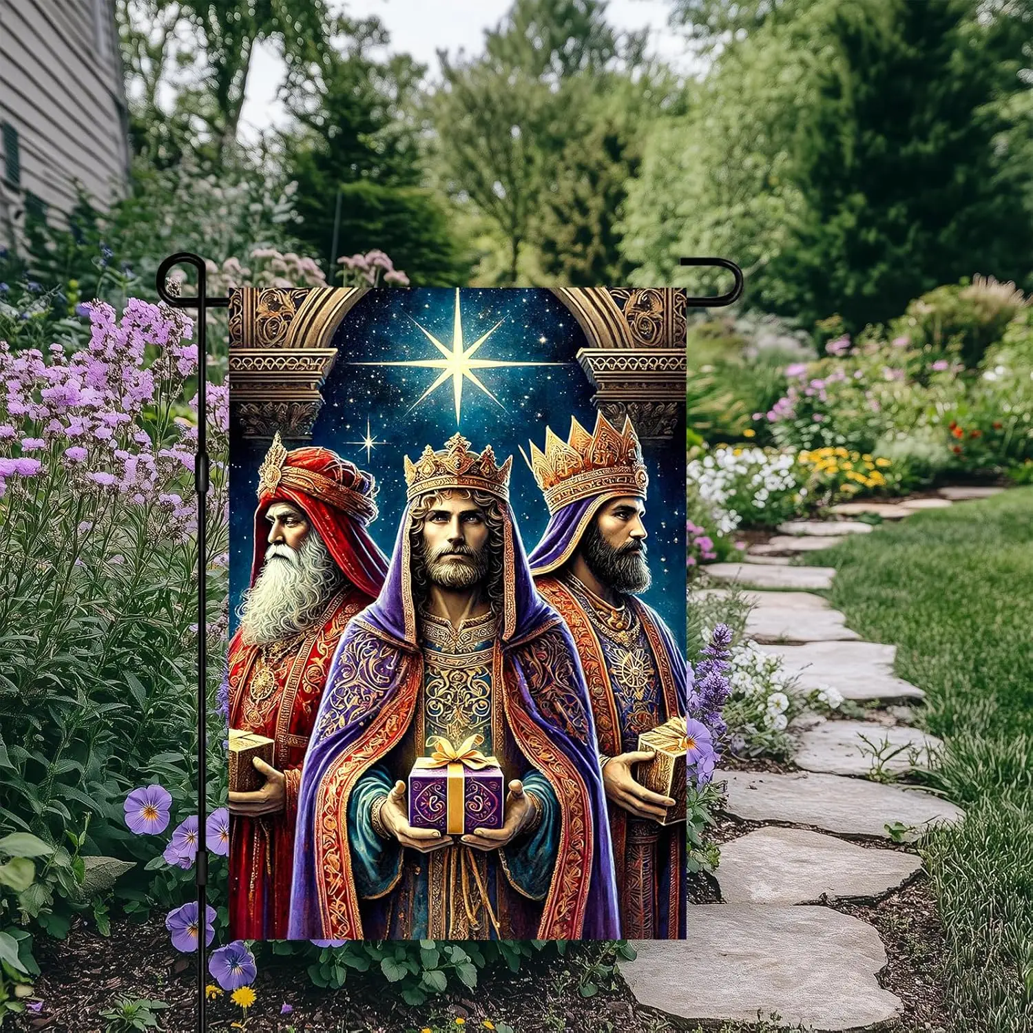 Three Kings Christmas Garden Flag 12x18 Inch Double Sided Nativity Wise Men Banner Country Welcome Seasonal Outdoor Yard Dec SSL view 6