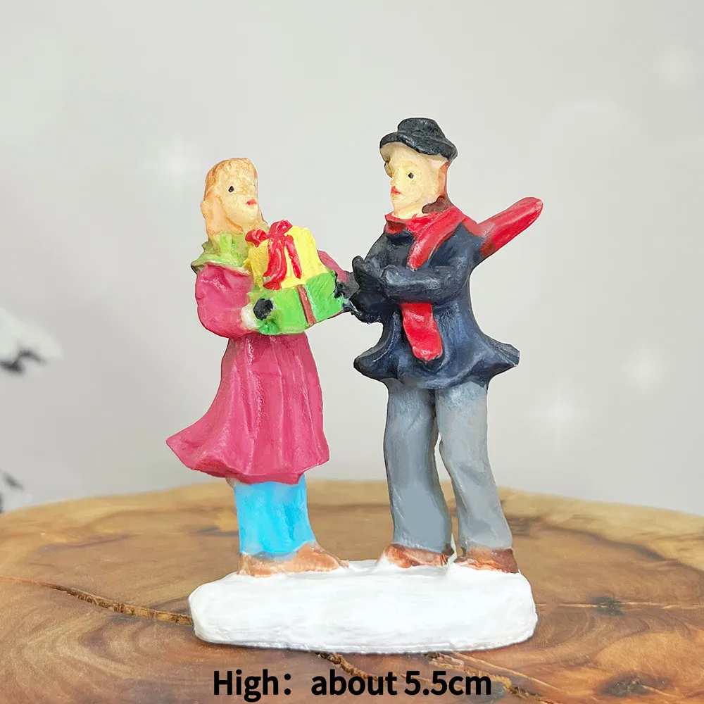 Weihnachtslieder-Sänger Harz-Minifiguren, Winterdorf-Szenen-Dekoration, Feiertagsgeschenk zum Sammeln – Detail 10