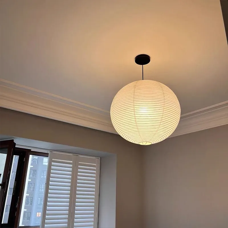 Japanese Noguchi Yong Sphere Ceiling Pendant Lights LED Wabi-sabi Rice Paper Chandelier For Living Room Home Decor Hanging Light