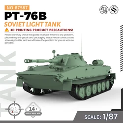 SSMODEL SS87587 1/87 HO Scale Railway Military Model Kit Soviet PT-76B Light Tank