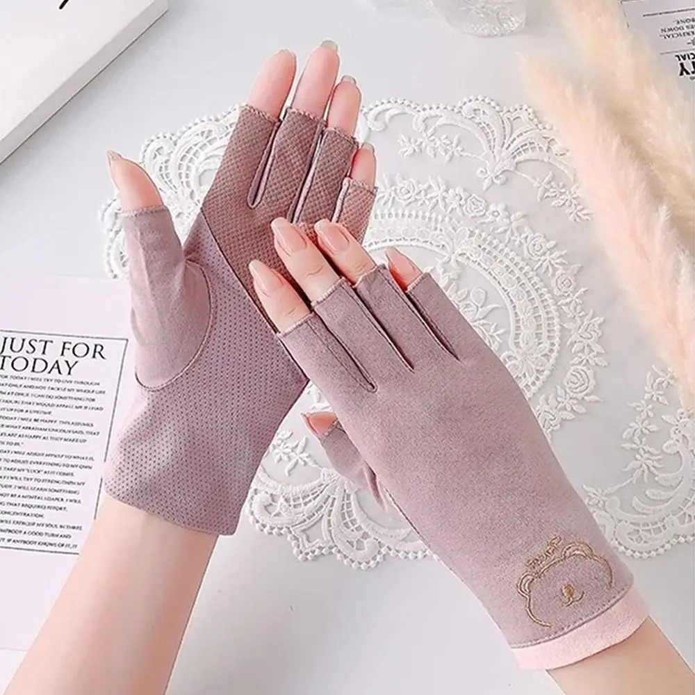 

Fashion Thin Sun Protection Gloves Short Elastic Anti-UV Mittens Fingerless Sunscreen Gloves Summer Spring