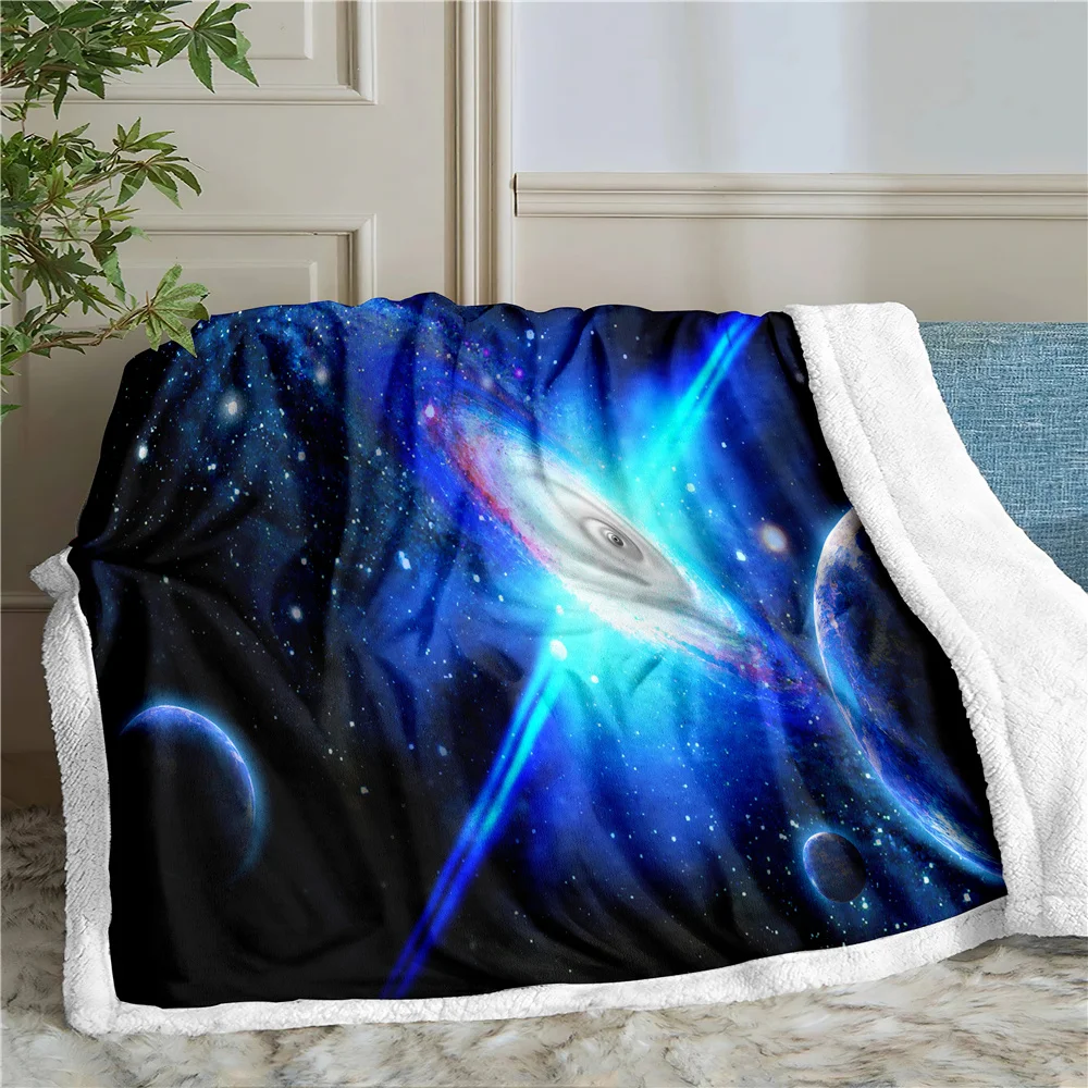 Universe 3D Printing Plush Fleece Blanket Adult Fashion Quilts Home Office Washable Duvet Casual Kids Girls Sherpa Blanket