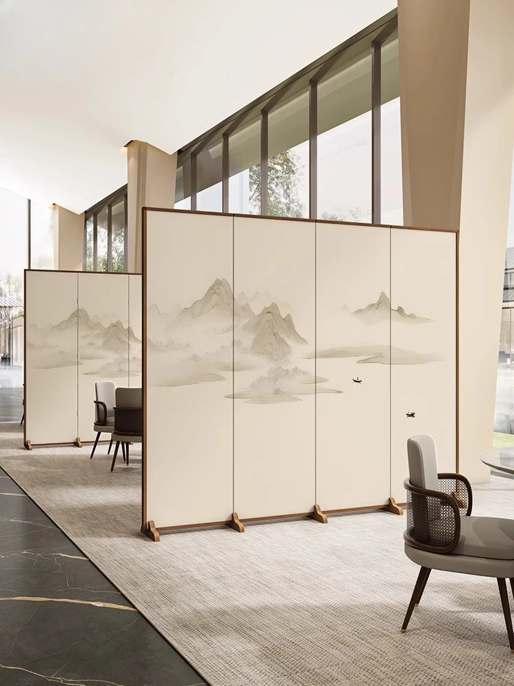 

Solid wood screen partition living room entrance bedroom folding mobile shelter