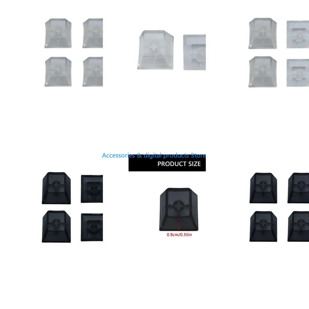 77JD 4Pcs Blank Crystal Transparent Keycap Profile Keycap Replacement Part