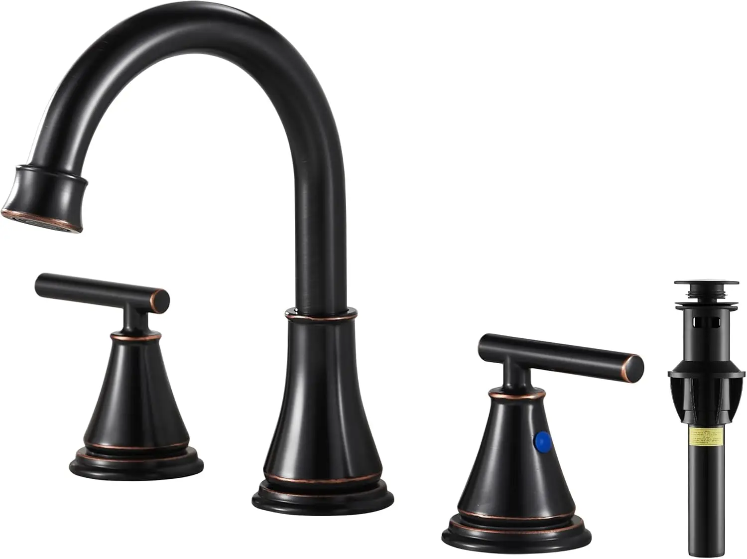 

Oil Rubbed Bronze Bathroom Vanity Faucet with Pop-Up Drain, 3 Hole Widespread Design for Lavatory Sink, 2 Handle Basin