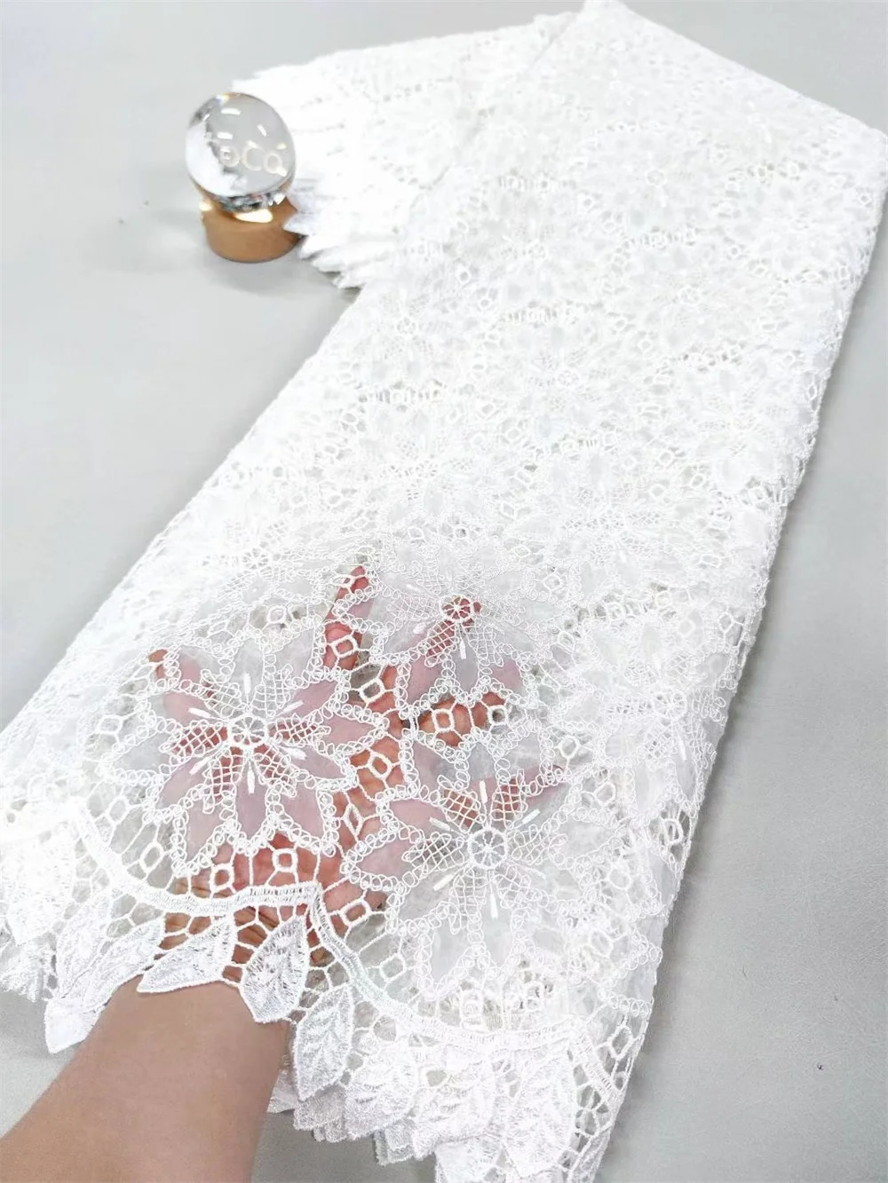 Luxury Royal Blue Color Cord Guipure Lace Apparel Fabrics & Textiles Latest Lace Fabric High Quality 2025 5 Yards Dress A1102-1