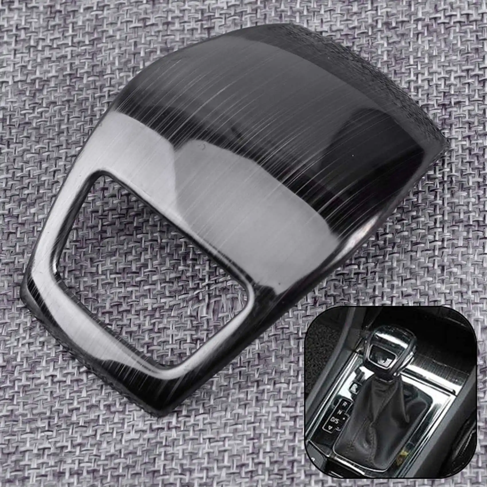 Engrenagem interna do carro Shift Knob Quadro Capa, Guarnição de aço inoxidável, Decoração Fit para Skoda Kodiaq 2017-2018