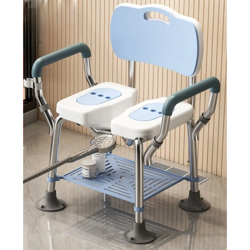 Elderly Shower Chair with Anti-Slip Pad Bath Chair Safe Bath Seat for Seniors Comfortable Assist Bath Stool Height Adjustable
