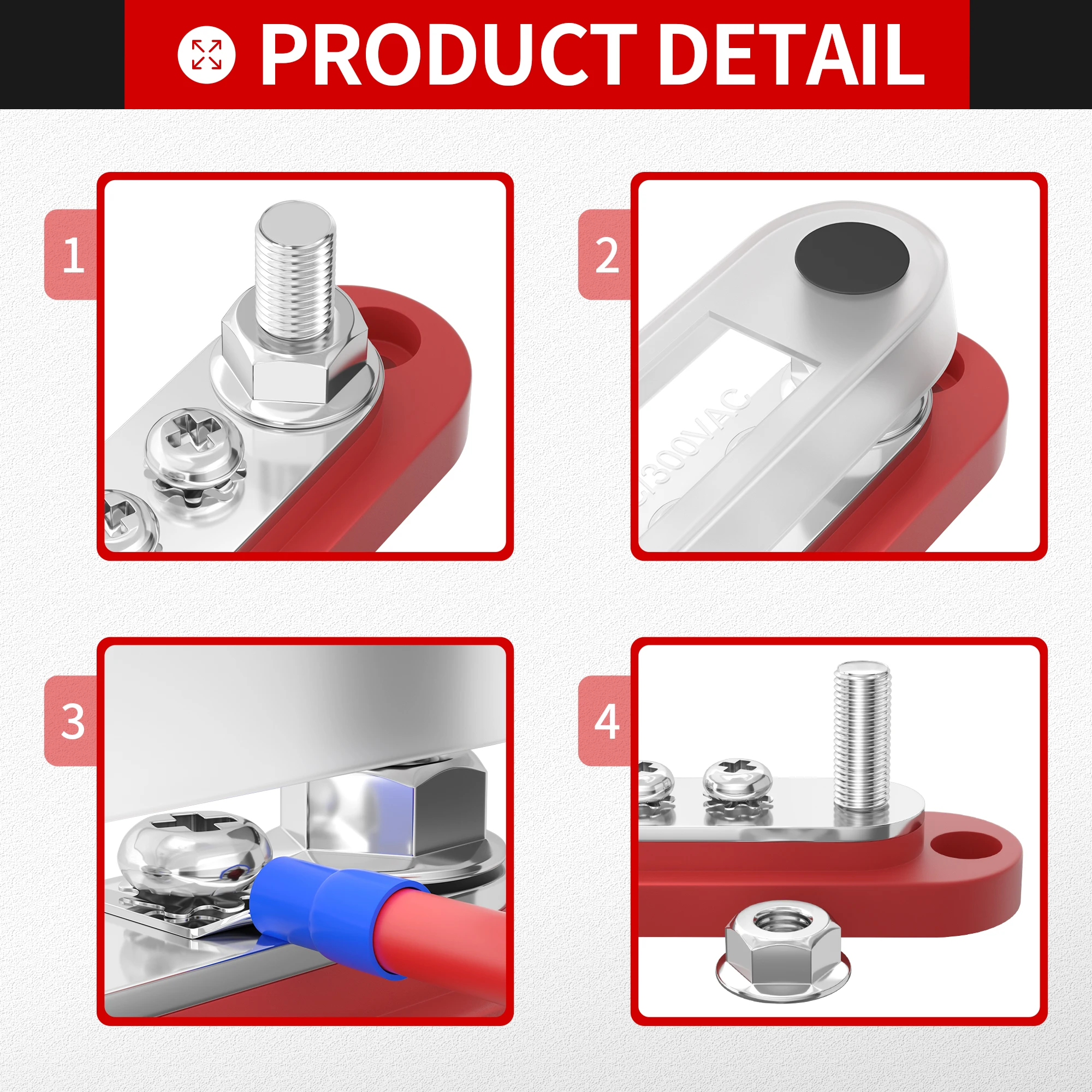 DAIERTEK Bus Bar Small Battery Distribution Block 12V Positive Negative Terminal Block Busbar 2 x 1/4\