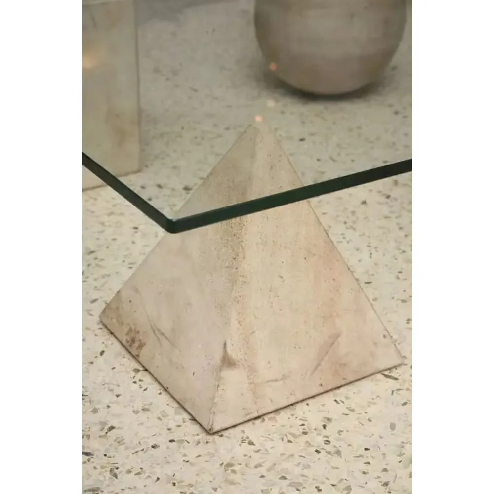 Nordic Luxury Marble Coffee Table Square Glass Table Top Customized Legs Travertine Coffee Table