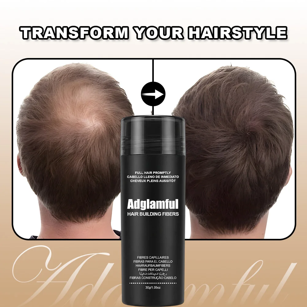 Aadglamful Fiber Powder 30g: Visually Adds Hair Volume, Fills Hairlines, Unisex, Ideal for Parties, Dates, and Special Occasions