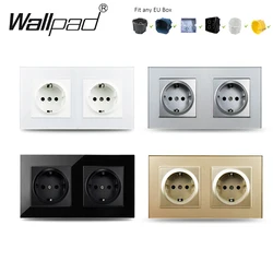 Double EU Socket Luxury 2 Crystal Glass European Electrical Wall Pug with Usb Type C Wallpad For Round Box