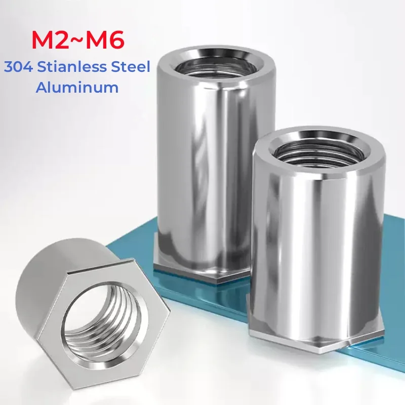 304 Stianless Steel Aluminum Through Hole Hexagonal Rivet Stud Rivet Nut M2 M3 M4 M5 M6 Column Riveting SOS SOA