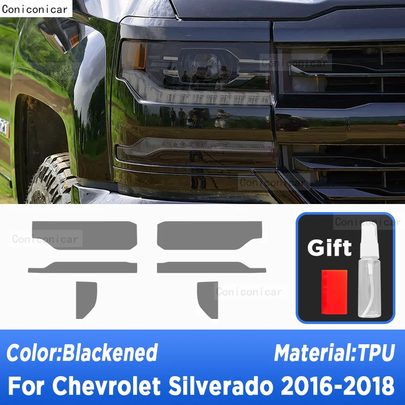 Car Headlight Tint Anti-Scratch Protective Cover Film Self Healing TPU Stickers For Chevrolet Silverado 2016-2018 Accessories view 2