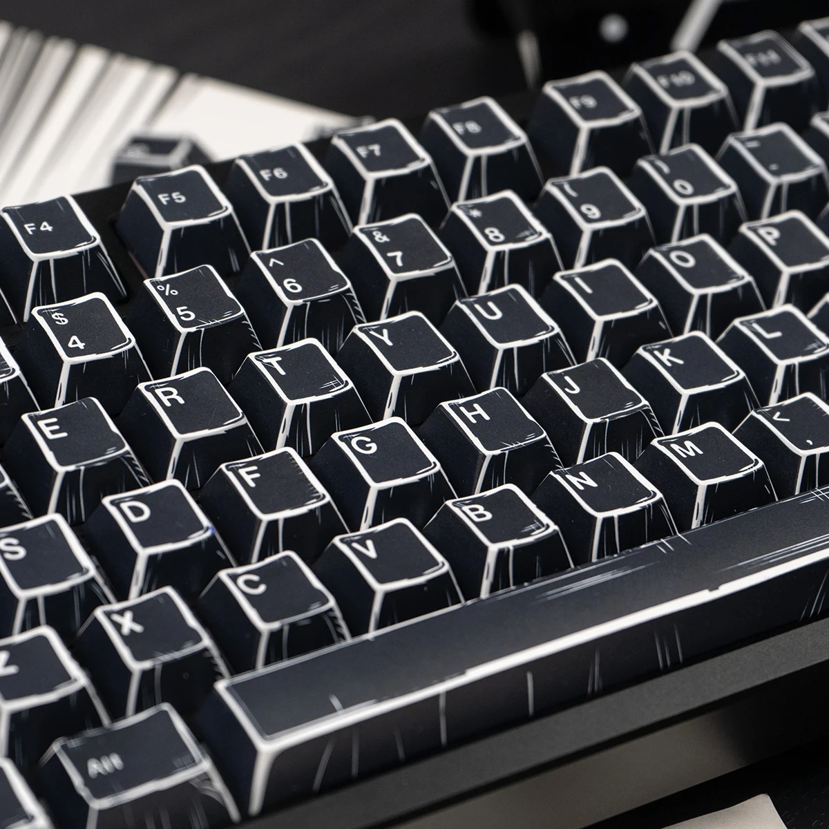 Comic black magnetic axis mechanical keyboard keycap PBT sublimation customization original Wooting Mega Lion etc