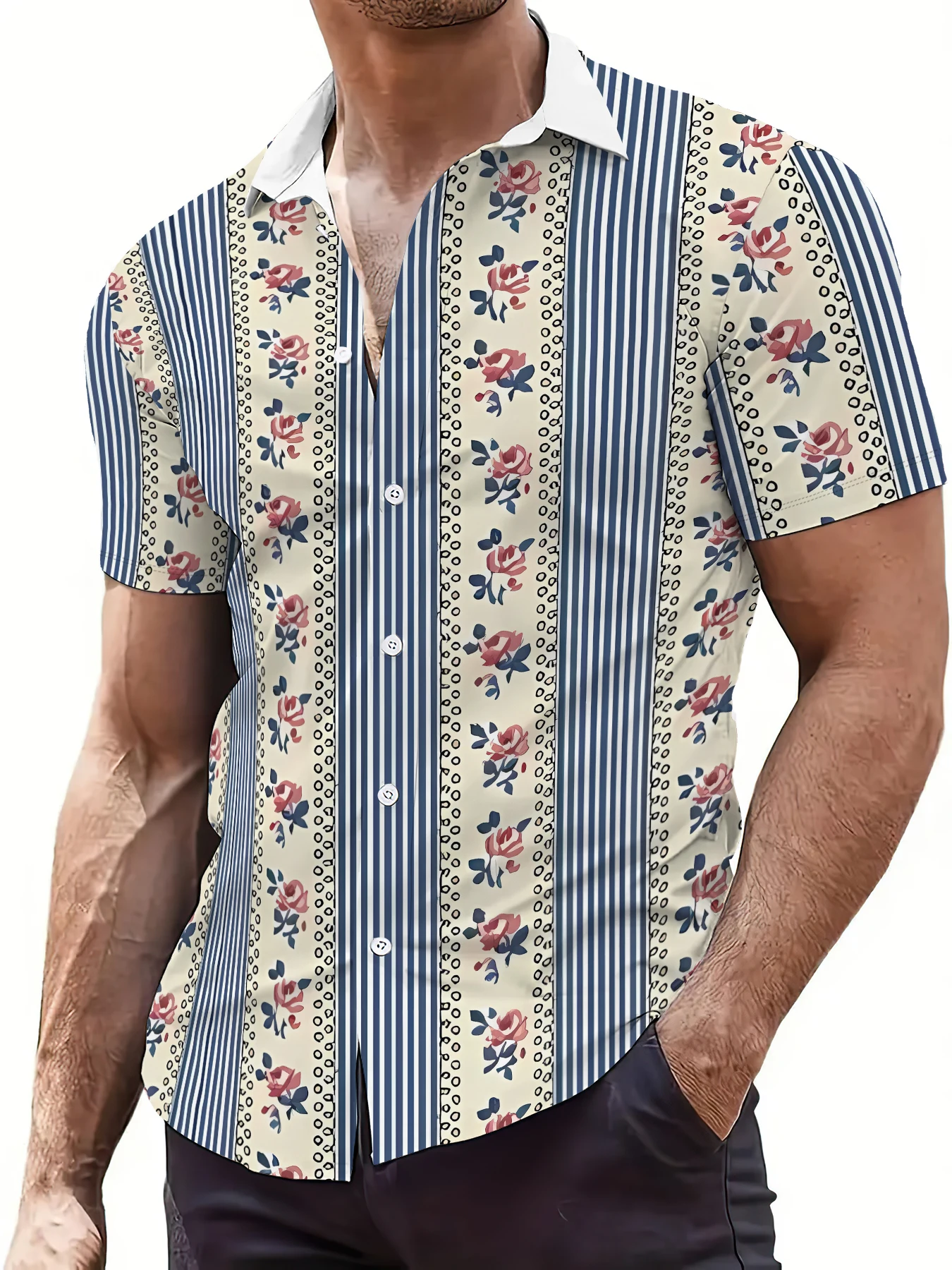 

Мужская летняя рубашка 2026 года - с 3D-принтом - дышащая, легкая, модная, повседневная, для активного отдыха