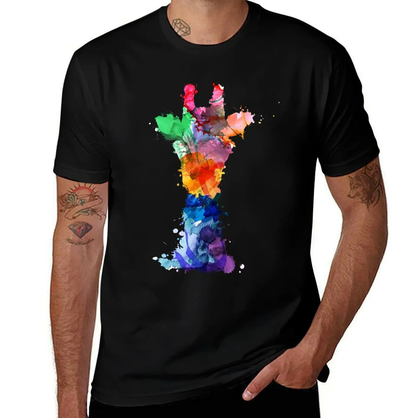 Giraffe In Paint T-Shirt Comfort Stretch Tee Shirt
