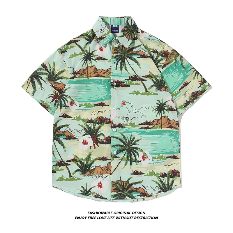 

Summer Vintage Floral ort Sve Men's irt Chic Hawaiian Port Sle Printed Beach irt Cool And Haome Youth Faion