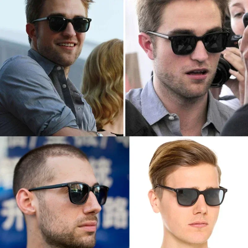 New Ins Popular Rectangle Sunglasses for Men Blue Lens Brand Designer Fashion Iron Man Glasses Vintage Oculos De Sol Masculino