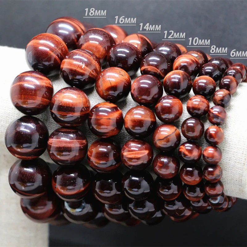 Natural Red Tiger Eye Stone Prayer Bead Single Circle Bracelet Buddhist Beads Red Brown Yoga Jewelry Meditation Bracelet