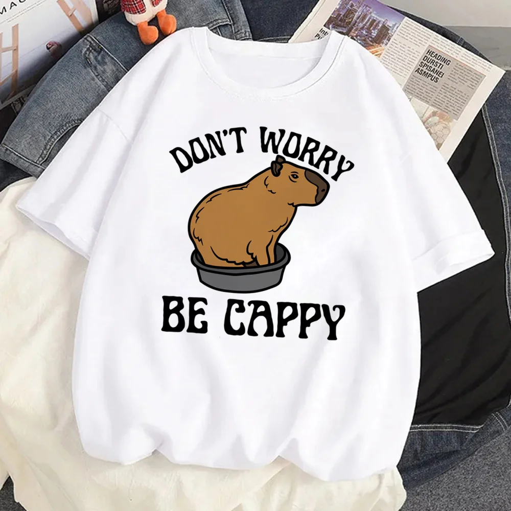 Capybara Capibara T Shirt Women Y2k Japanese Manga Top Female Anime Clothing Funny White Tshirt Femme Harajuku Kawaii Clothes