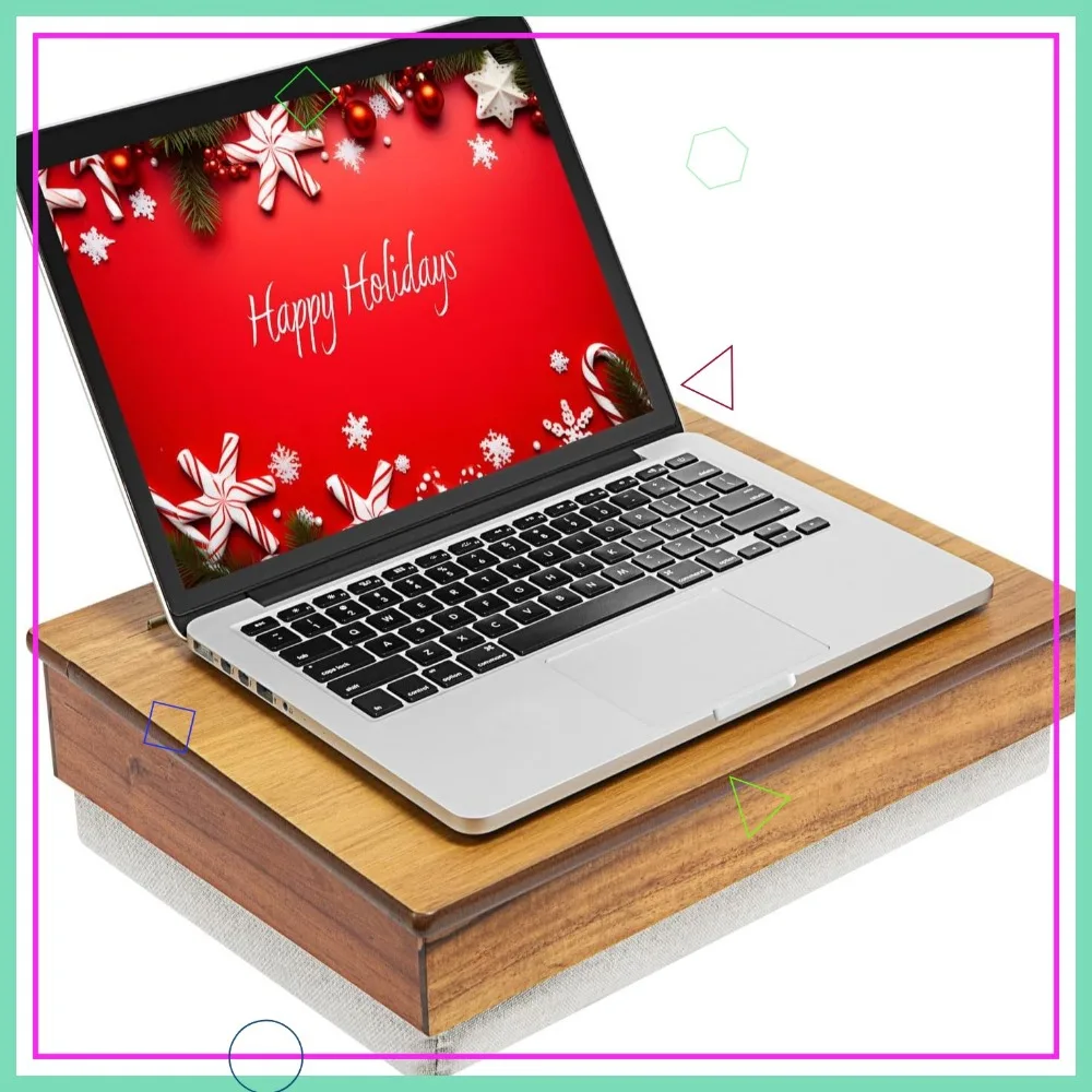 

Acacia Wood Lap Desk with Storage Compartments, Vintage Design for Laptops and Tablets