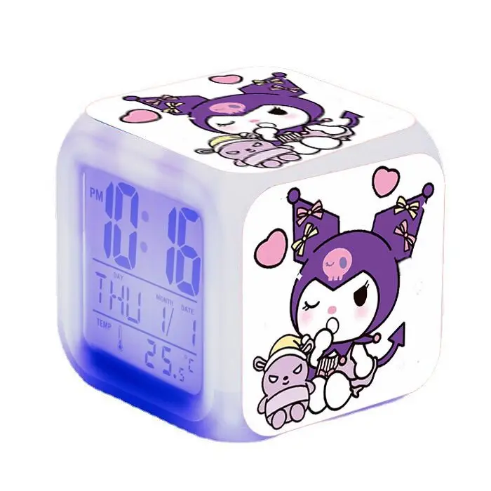 Sanrios Kuromi جديد لطيف الكرتون ساعة منبه إلكترونية طالب المهنية سطح المكتب الموقت متعدد الوظائف ساعة مضيئة صامتة #2