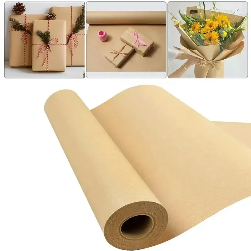 DIY Gift Wrapping Paper 10M Brown Kraft Paper Roll For Art Craft Biodegradable Wrapping Moving Packing Thick Packing Wrap