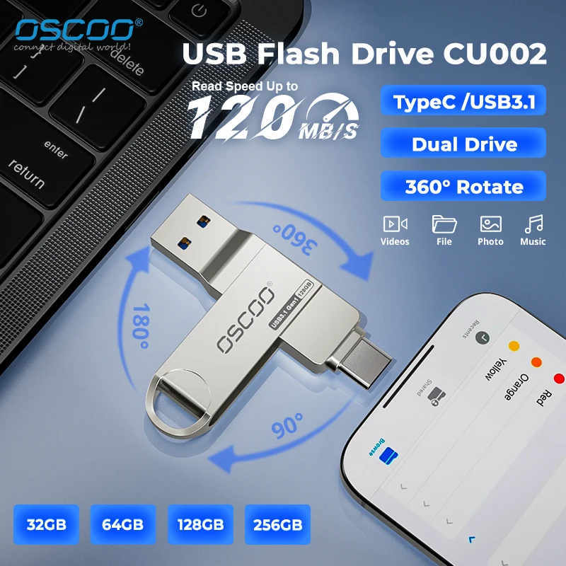�y�Z�[�����zOSCOO 2in1 �y�� �h���C�u USB �t���b�V�� �h���C�u 32GB 64GB 128GB TYPE-C PC �p ���� USB �t���b�V�� �h���C�u OTG USB 3.1 �ʐ^�A�r�f�I�A�t�@�C���p
