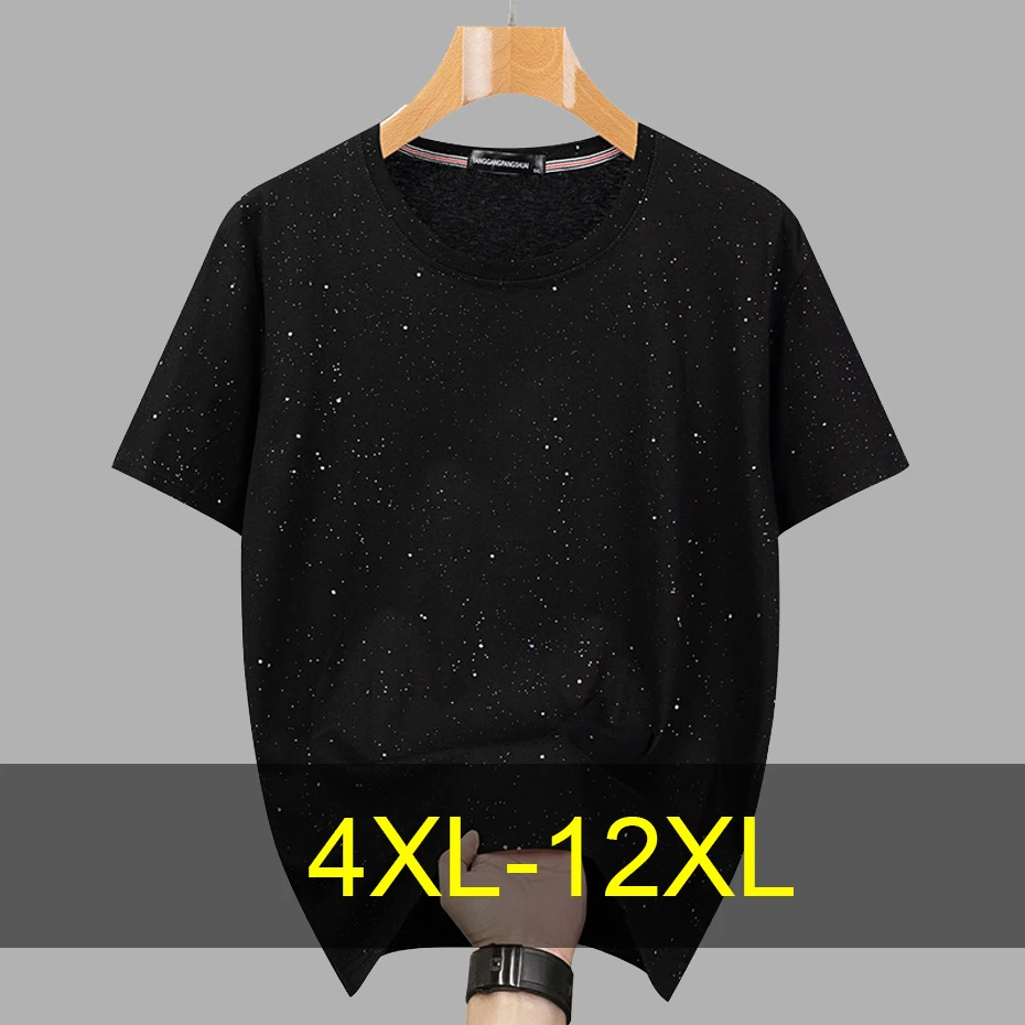 

Glitter T-shirt Men Summer Short Sleeve Tshirts Plus Size 12XL Fashion Casual Shining Tops Tees Shirt Male Big Size 12XL