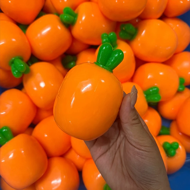 Carrot Crunchy Squishy Crispy Sound Squeeze Toy Round Blocks Filled Stress Relief Fidget Toy ASMR Sensory Decompression Toy Gift