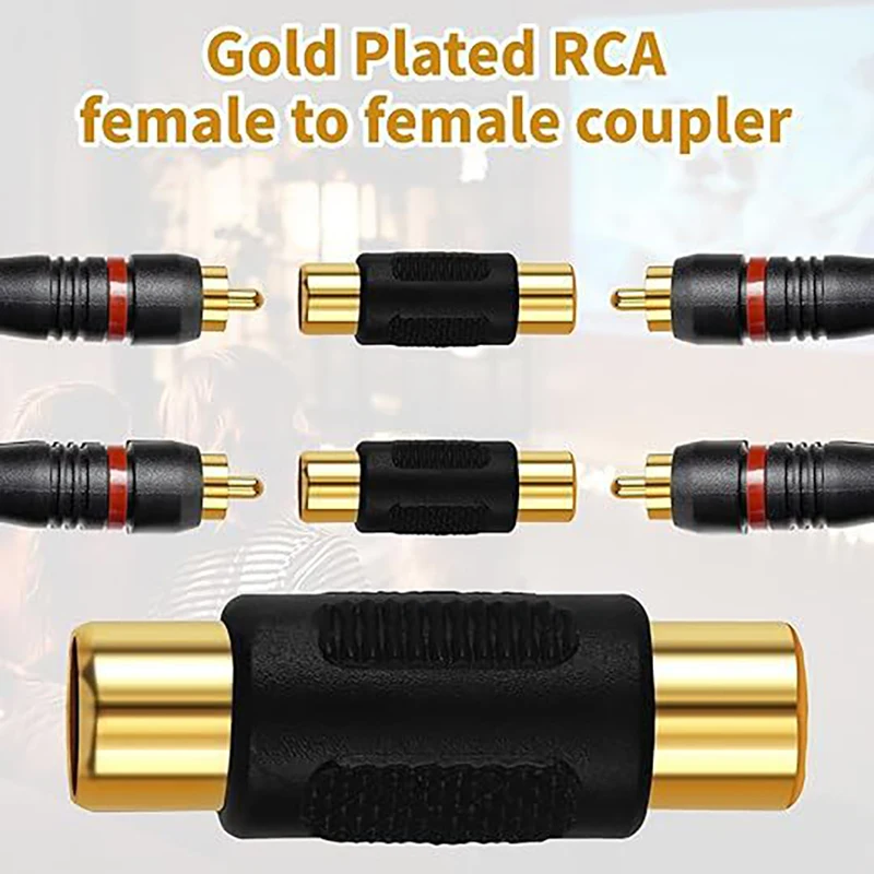 RCA Audio Konverter vergoldet Stecker Sound Adapter Buchse auf Buchse Koppler Sound Kabel Stecker – Detail 6
